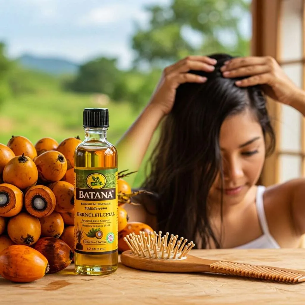 Batana Oil is more than a product it’s Honduran tradition in a bottle batana oil for hair a girl is applying batana oil in her hairs while sitting comfortable in her open yard