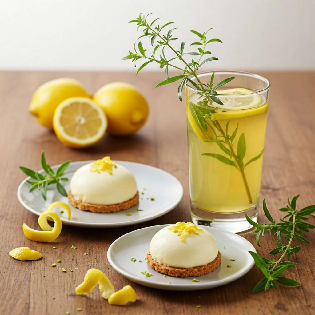 dessert paired with a vibrant lemon verbena tea