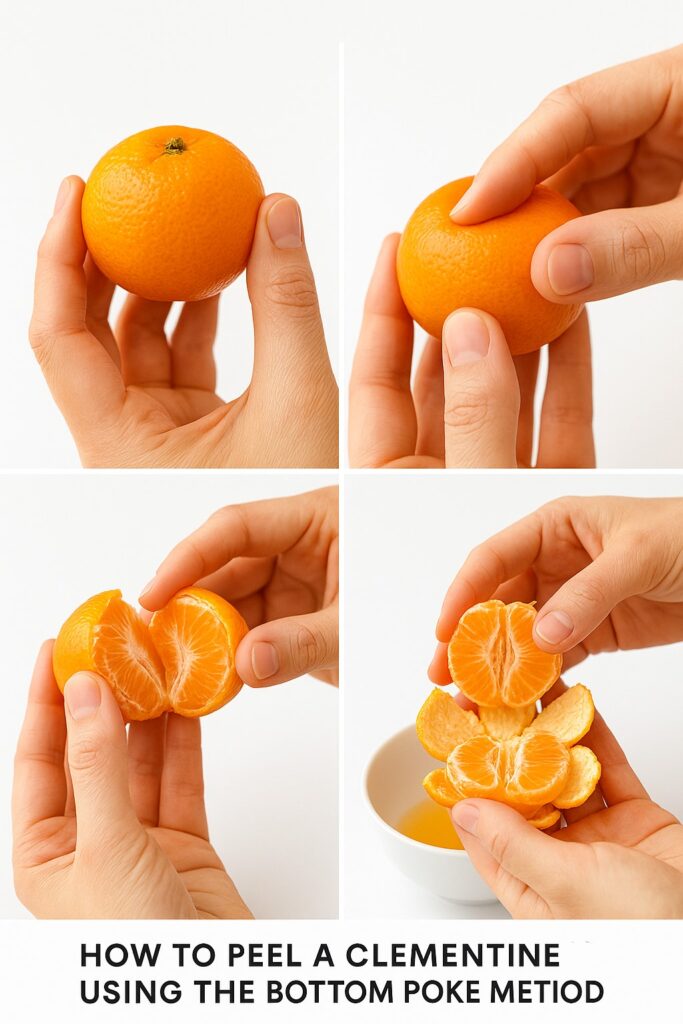how to peel mandarin oranges using the bottom poke method step by step