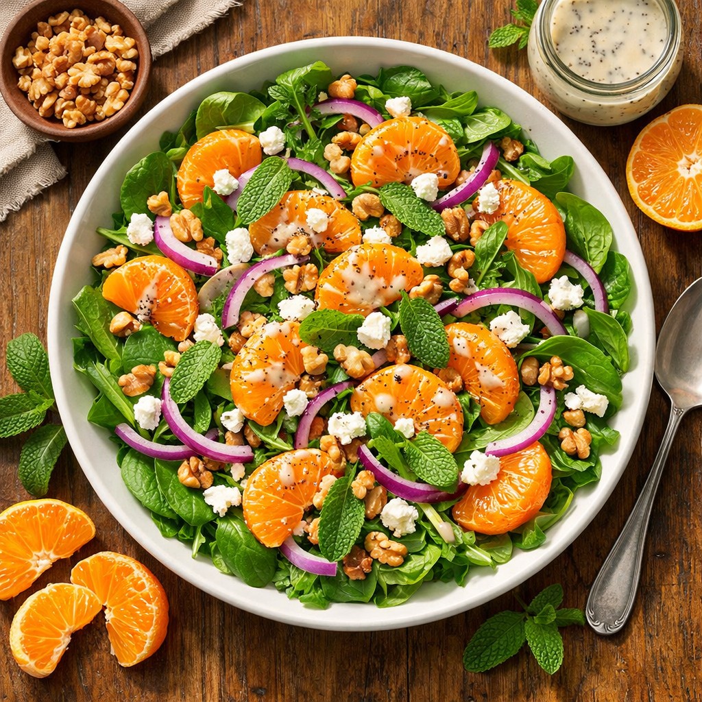 "Easy Mandarin Orange Salad Recipe - Healthy Citrus Salad with Greens, Feta & Walnuts"