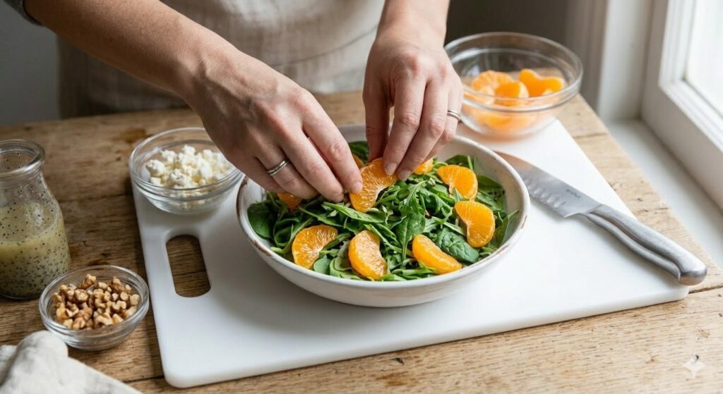 "Fresh citrus salad with mandarin oranges and gut-healthy ingredients"
